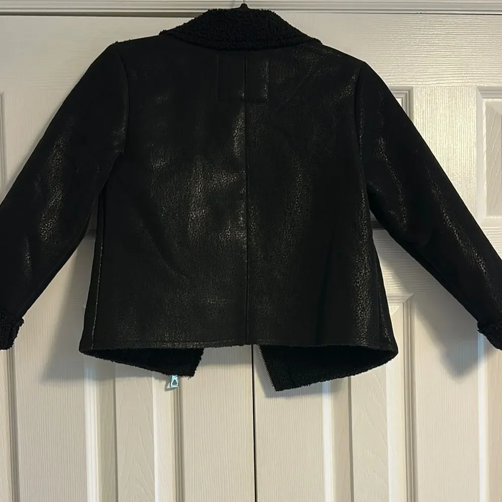 Urban Republic Girls Black Faux Leather Moto Zipper Jacket - Size M